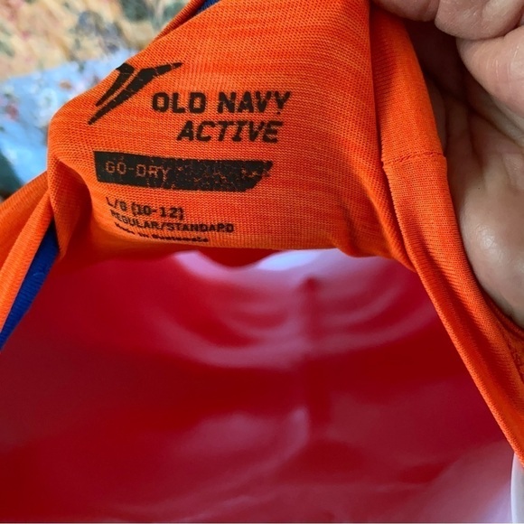 Old Navy Active youth shirt in large. Bright orange with blue accent. Go-Dry. - Picture 5 of 5